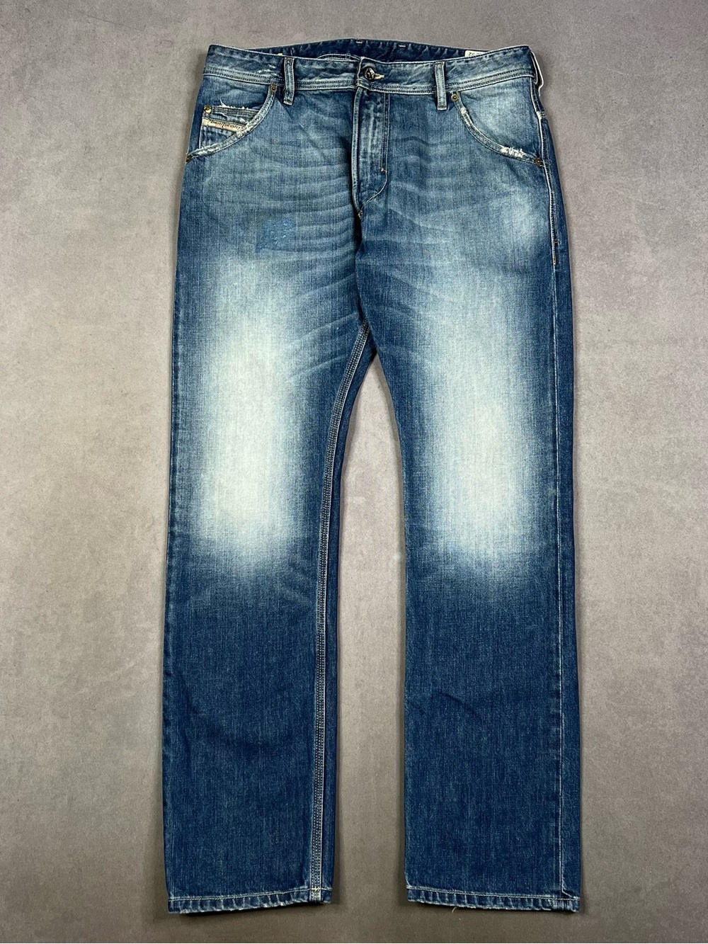 Diesel Men's Faded Blue Straight Jeans